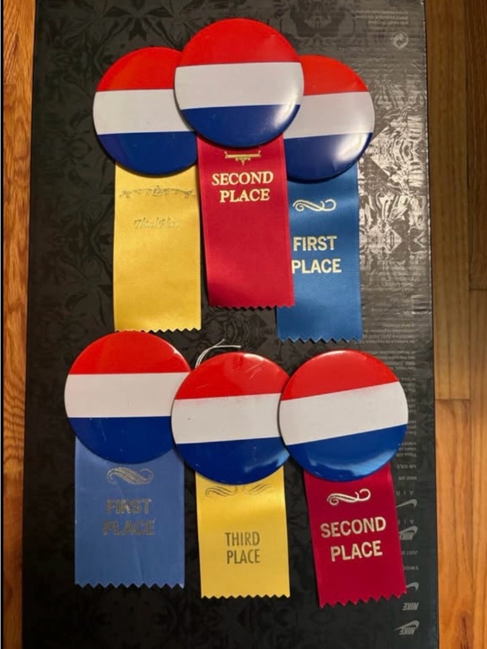Handcrafted Red White Blue Award Ribbons - 8 sets of First, Second & Third Place